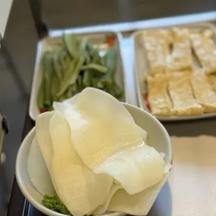 Photo slice, gong cai, tofu skin