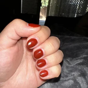 Gel manicure on super short nails(2 week grow out)