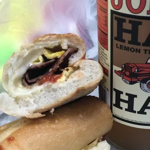a hot dog and a drink