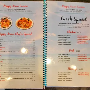 Lunch menu