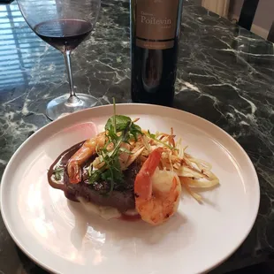 Waygu/ Jumbo Shrimp/ Pomme Frites/ Peppercorn Sauce