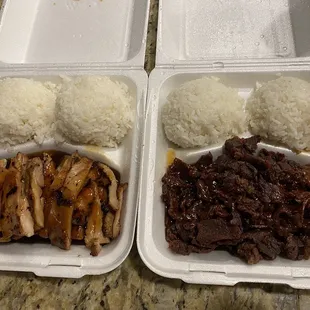 Chicken left and beef on right