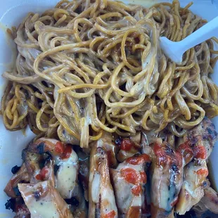 Chicken teriyaki and yakisoba side