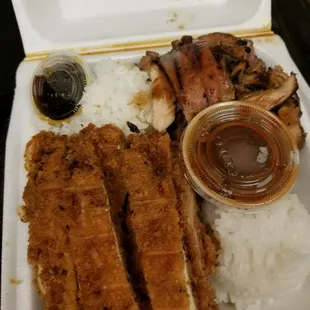 Chicken Teriyaki and Chicken Katsu combo.