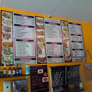 menus on the wall