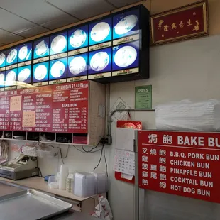 menus and prices on the wall