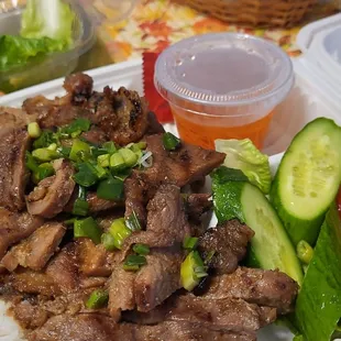 $14 lemongrass pork rice plate