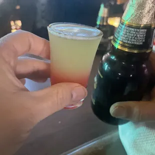 Pineapple upside down shot