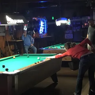 Pool tables are in decent condition and usually in use!