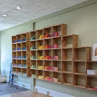 Color wall of 100% beeswax candles