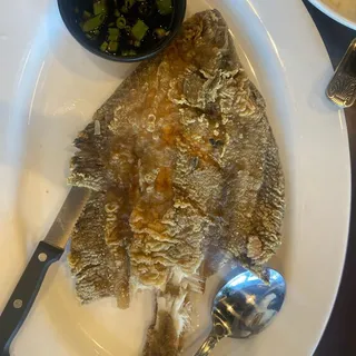 Whole Deep-Fried Flounder