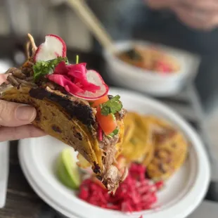 Loving these birria tacos + lo mein.
