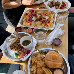 Taco Birria All American Burger Feed the Crowd nachos pollo tacos