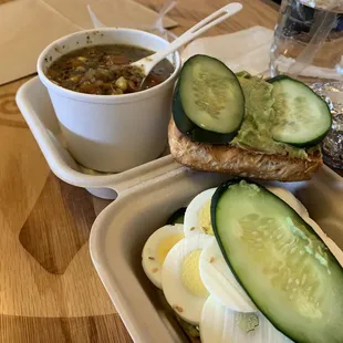 Quinoa veggie soup with veggie sandwich