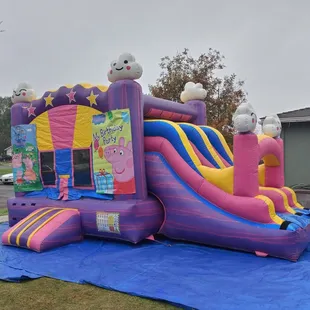 Pepe pig bounce house combo with dry slide