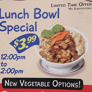 Daily Lunch Bowl Special