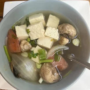 Tom yum soup with tofu