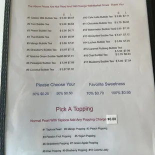 updated menu