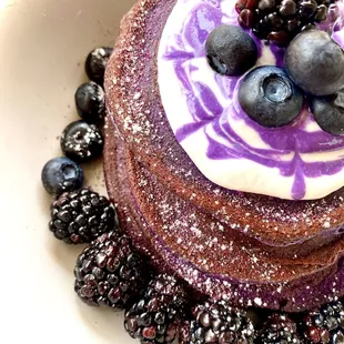 Gluten free ube mochi pancakes