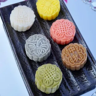 Gluten free snowskin mooncakes with a creamy custard filling