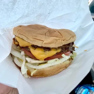 Double regular cheese burger - two 1/6 lb patties