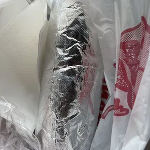 A burrito with no drink