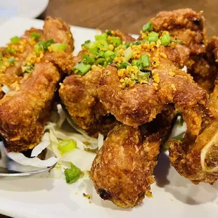 a plate of fried chicken wings