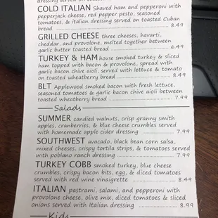 menu