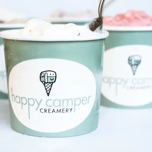 three cups of ice cream