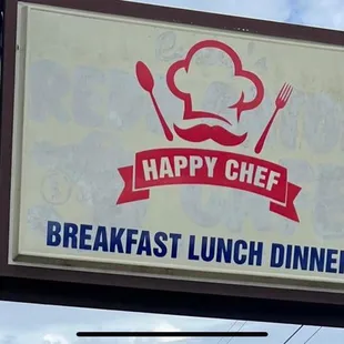 a sign for a breakfast lunch dinner