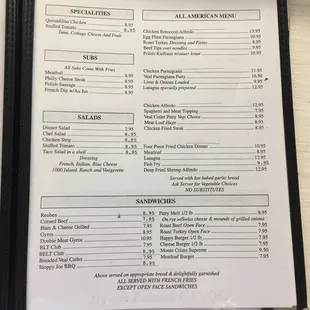 menu