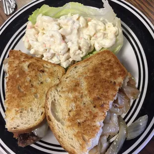 Patty melt and macaroni salad!