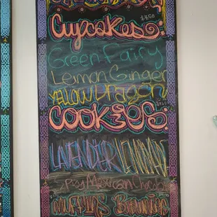 Menu -cupcakes