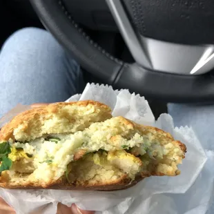 Breakfast sandwich on the fluffiest vegan biscuit