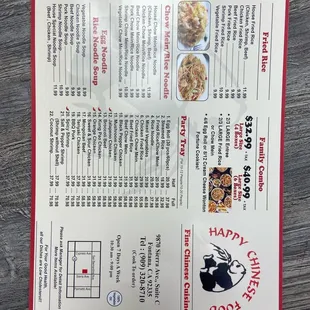 the menu for the restaurant
