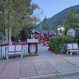 Outside view from street showing patio