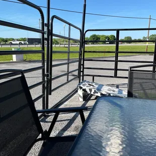the outside sitting area