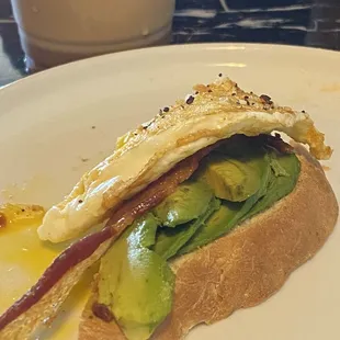 Half of avocados toast