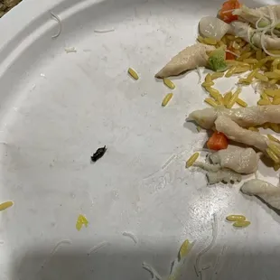 a plate of food left on the table