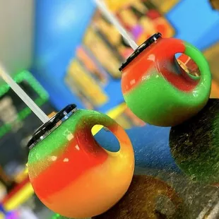 two candy apples