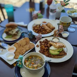 a table full of food