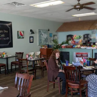 two women sitting at a table