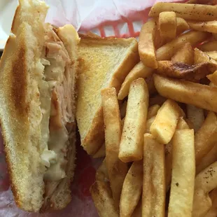 Turkey on Texas toast was really good, and the fries where good too.