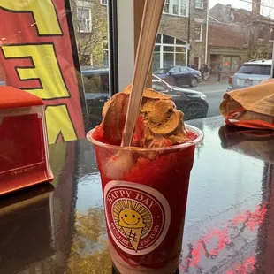 Twist. Cherry ice and chocolate ice cream