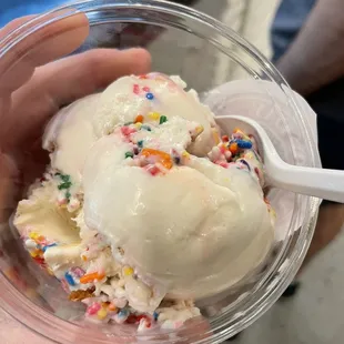 Funfetti tasted like vanilla with a handful of sprinkles. Pretty blah