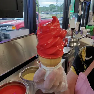 Cotton candy dip cone