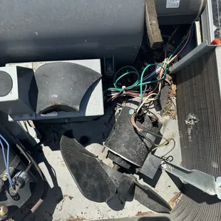 How A/C motor was found. This was working prior to service