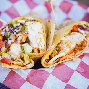 HAPPY WRAP: housemade tenders, southern slaw, pickles, steak fries, avocado, jack &amp; cheddar cheese, buttermilk ranch, chipotle tortilla