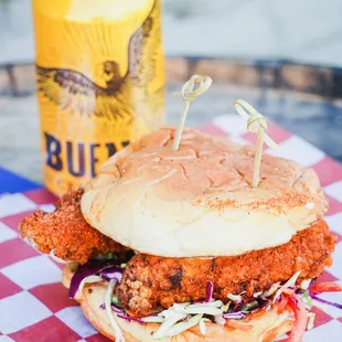 BIG KENNY CHICKEN SANDWICH: housemade jumbo tenders, southern slaw, pickles, mayo, buttered bun