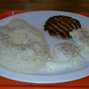 Grits eggs with turkey patty:)